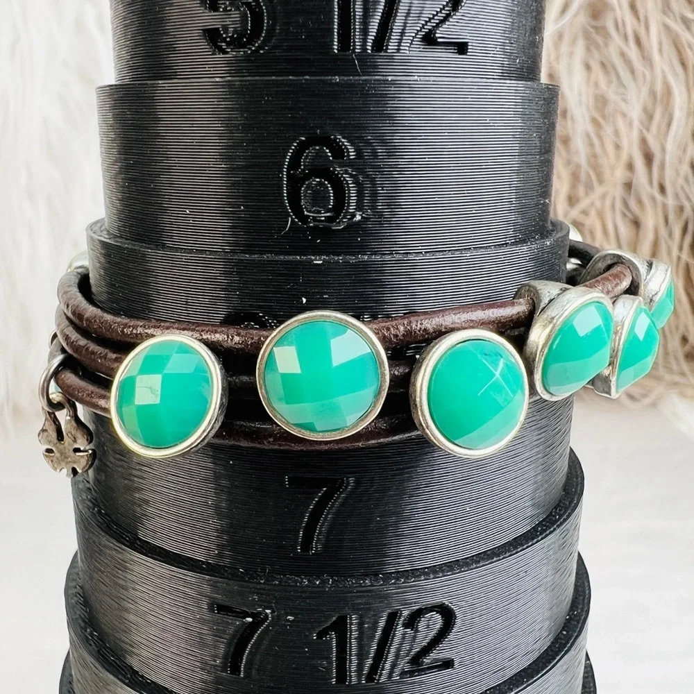 Beautiful, bohemian chic, brown and greenish blue costume bracelet